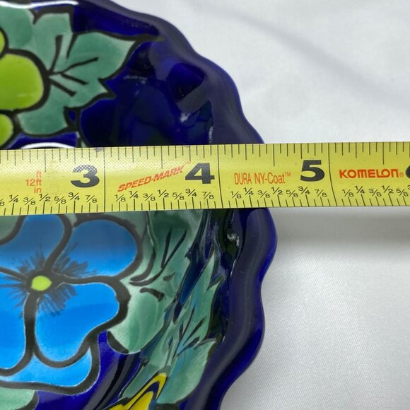 2 Handcrafted Mexican Talavera Ceramic Oval Bowls Floral Design Lead Free - Picture 7 of 10